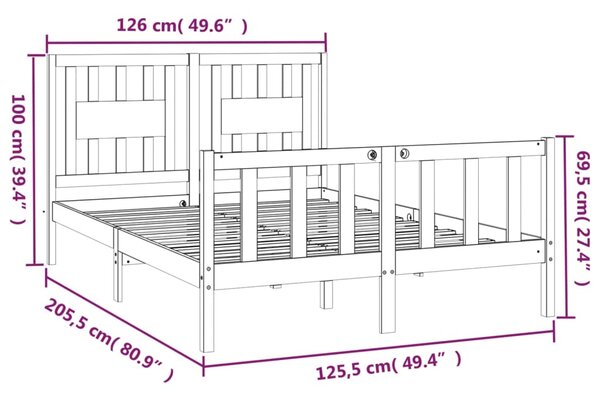 VidaXL Πλαίσιο Κρεβατιού με Κεφαλάρι Λευκό 120x200 εκ. από Μασίφ Πεύκο