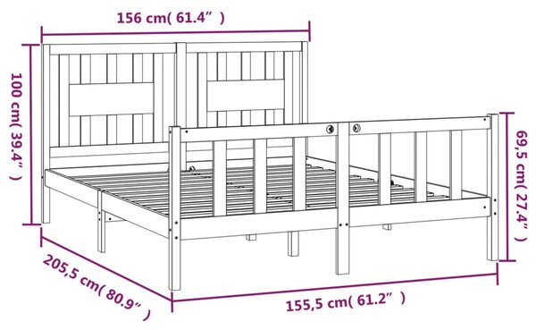 VidaXL Πλαίσιο Κρεβατιού με Κεφαλάρι Μελί 150x200 εκ. Μασίφ Πεύκο