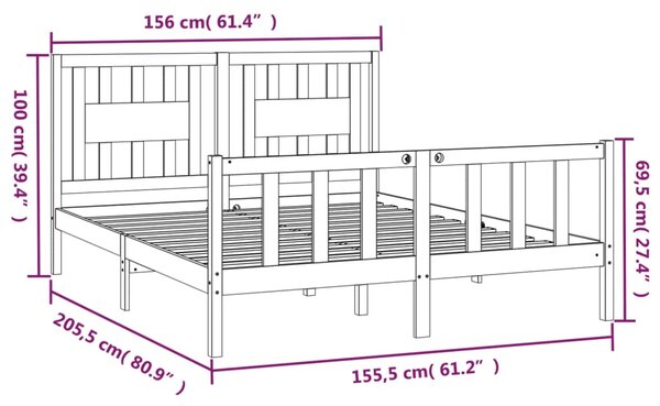 VidaXL Πλαίσιο Κρεβατιού με Κεφαλάρι 150x200 εκ. Μασίφ Πεύκο King Size