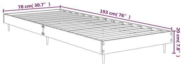 VidaXL Πλαίσιο Κρεβατιού Λευκό 75 x 190 εκ. από Επεξεργασμένο Ξύλο