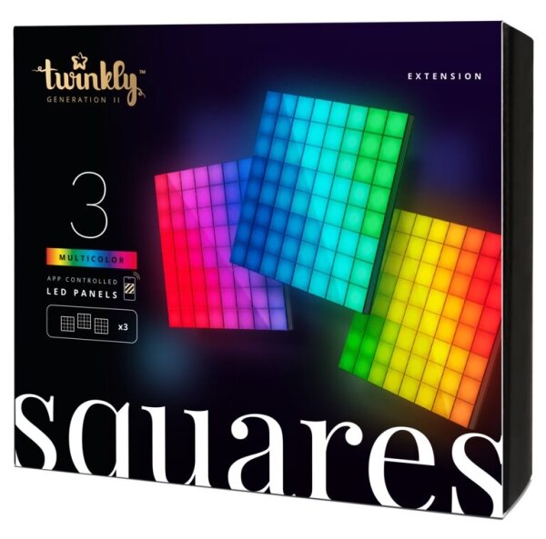 Twinkly TWQ064STW-03-BAD - ΣΕΤ 3xLED RGB Panel SQUARES 64xLED 16x16 cm Wi-Fi