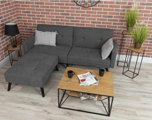 Τραπεζάκι σαλονιού BASICLOFT 40x80 cm μαύρο/καφέ