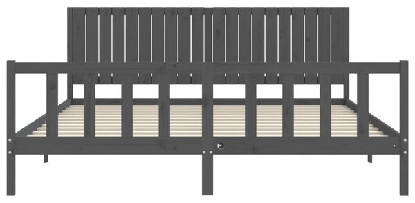 VidaXL Πλαίσιο Κρεβατιού με Κεφαλάρι Γκρι 200x200 εκ. Μασίφ Ξύλο