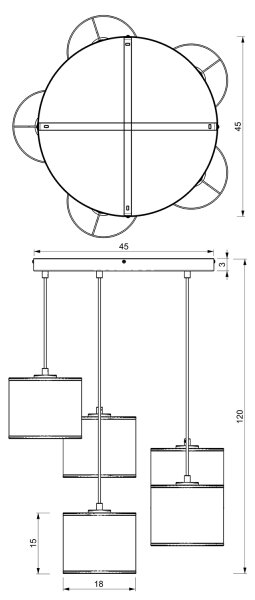 Κρεμαστό φωτιστικό οροφής πολύφωτο LOFT SHADE 5xE27/60W/230V μαύρο/χρυσό