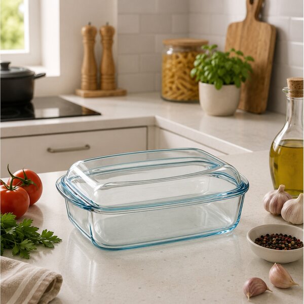 Πυρίμαχο σκεύος Slow Cook Pyrex με καπάκι, χωρητικότητα 4.5lt και διαστάσεις 33x20x14cm