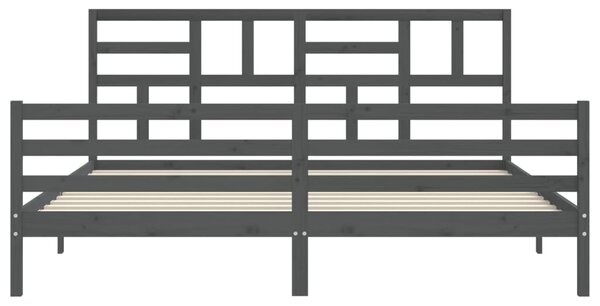 VidaXL Πλαίσιο Κρεβατιού με Κεφαλάρι Γκρι 200x200 εκ. Μασίφ Ξύλο
