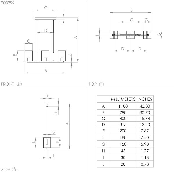 Eglo 900399 - Πολύφωτο με συρματόσχοινο CUMIOLE 3xE27/40W/230V