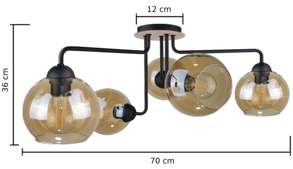 Πλαφονιέρα οροφής MONDE WOOD 5xE27/60W/230V