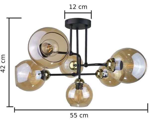 Πλαφονιέρα οροφής MONDE GOLD 6xE27/60W/230V