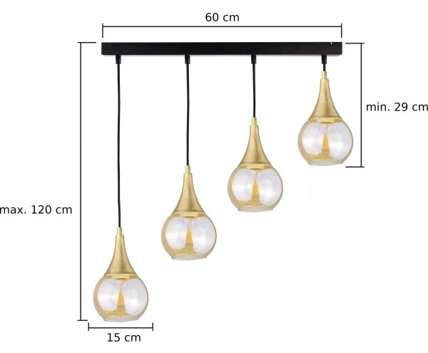 Κρεμαστό φωτιστικό οροφής LACRIMA HONEY 4xE27/60W/230V