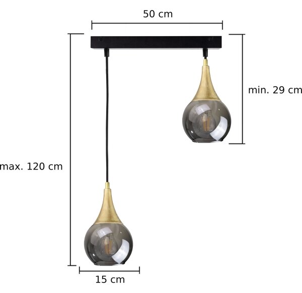 Κρεμαστό φωτιστικό οροφής LACRIMA SMOKY 2xE27/60W/230V