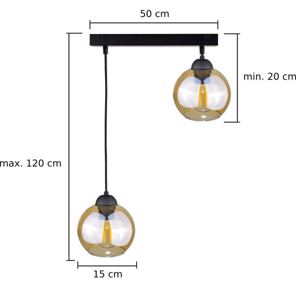 Κρεμαστό φωτιστικό οροφής AMBRE BLACK 2xE27/60W/230V