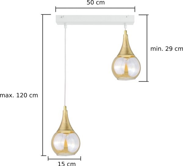 Κρεμαστό φωτιστικό οροφής LACRIMA WHITE 2xE27/60W/230V