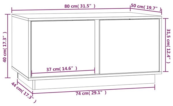 VidaXL Τραπεζάκι Σαλονιού Γκρι 80 x 50 x 40 εκ. από Μασίφ Ξύλο Πεύκου