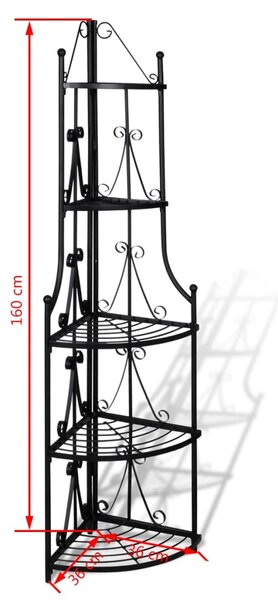 Γωνιακό μαύρο ράφι για φυτά
