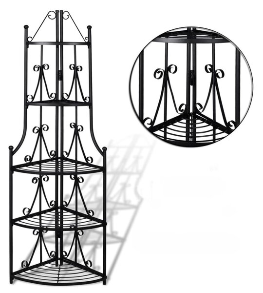Γωνιακό μαύρο ράφι για φυτά