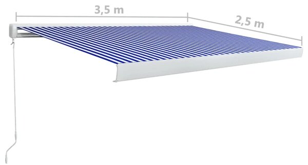 VidaXL Τέντα Κασετίνα Χειροκίνητη Μπλε / Λευκή 350 x 250 εκ