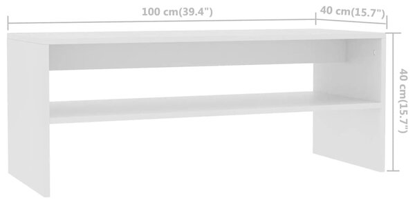 VidaXL Τραπεζάκι Σαλονιού Λευκό 100 x 40 x 40 εκ. από Επεξ. Ξύλο