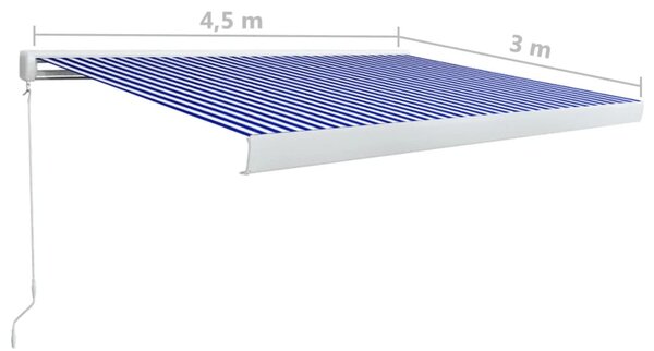 VidaXL Τέντα Κασετίνα Χειροκίνητη Μπλε / Λευκή 450 x 300 εκ