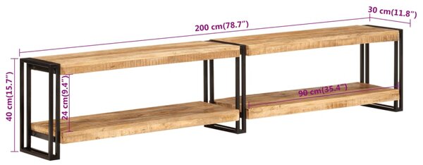 VidaXL Έπιπλο Τηλεόρασης 200 x 30 x 40 εκ. από Μασίφ Ξύλο Μάνγκο