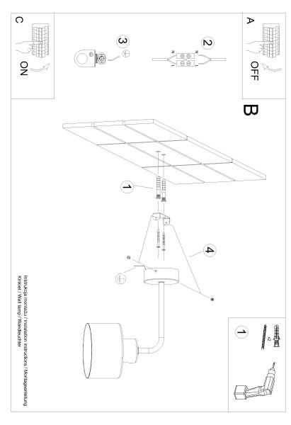 Sollux SL.1129 - Λάμπα τοίχου SAVAR 1xE27/60W/230V μαύρο