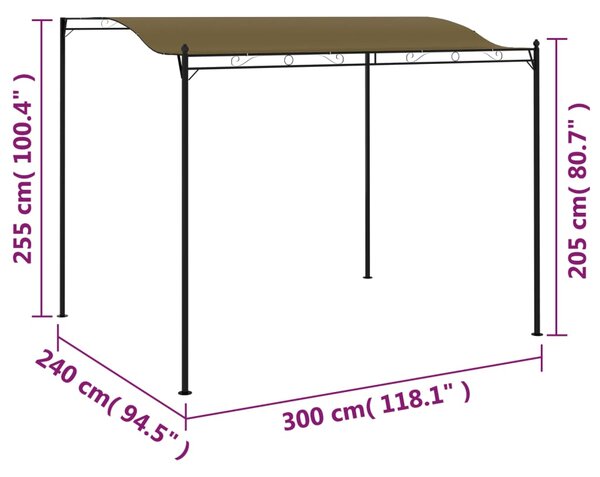 VidaXL Κιόσκι Σκίασης Taupe 3 x 2,4 μ. 180 γρ./μ²