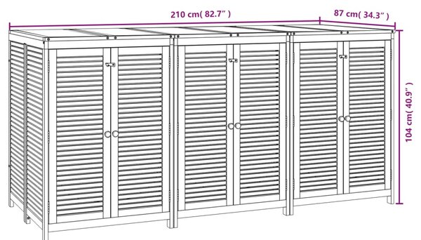 VidaXL Μπαούλο Αποθήκευσης Κήπου 210x87x104 εκ. από Μασίφ Ξύλο Ακακίας