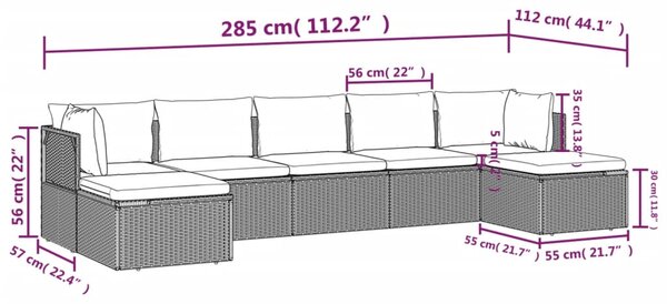 VidaXL Σαλόνι Κήπου 7 Τεμαχίων Γκρι από Συνθετικό Ρατάν με Μαξιλάρια