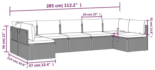 VidaXL Σαλόνι Κήπου 7 Τεμαχίων Γκρι από Συνθετικό Ρατάν με Μαξιλάρια