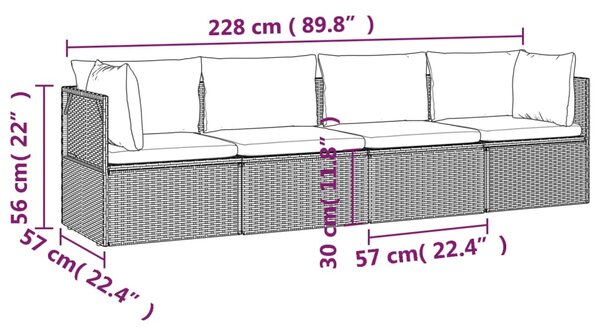 VidaXL Σαλόνι Κήπου 4 Τεμαχίων Γκρι Συνθετικό Ρατάν με Μαξιλάρια