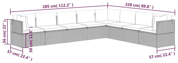 VidaXL Σαλόνι Κήπου 8 Τεμαχίων Γκρι από Συνθετικό Ρατάν με Μαξιλάρια