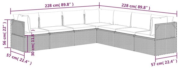 VidaXL Σαλόνι Κήπου 7 Τεμαχίων Γκρι από Συνθετικό Ρατάν με Μαξιλάρια