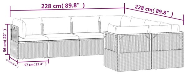 VidaXL Σαλόνι Κήπου 8 Τεμαχίων Γκρι από Συνθετικό Ρατάν με Μαξιλάρια
