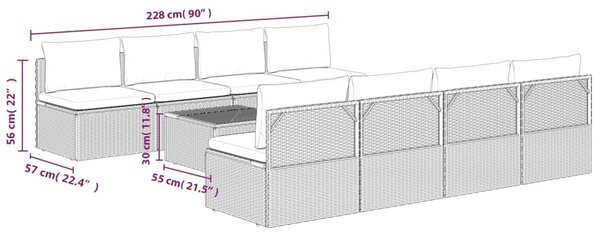 VidaXL Σαλόνι Κήπου 9 Τεμαχίων από Γκρι Συνθετικό Ρατάν με Μαξιλάρια
