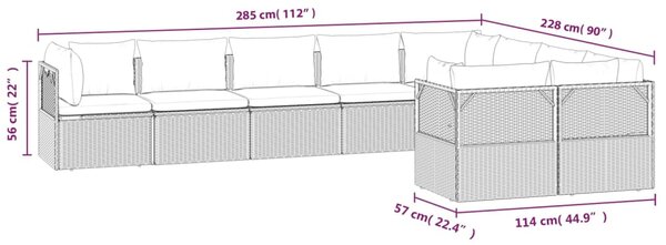VidaXL Σαλόνι Κήπου 9 Τεμαχίων από Γκρι Συνθετικό Ρατάν με Μαξιλάρια