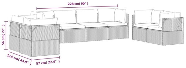 VidaXL Σαλόνι Κήπου 8 Τεμαχίων Γκρι από Συνθετικό Ρατάν με Μαξιλάρια