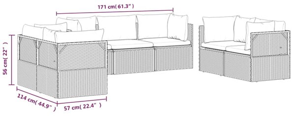 VidaXL Σαλόνι Κήπου 7 Τεμαχίων Γκρι από Συνθετικό Ρατάν με Μαξιλάρια
