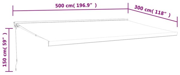 VidaXL Τέντα Πτυσσόμενη Κρεμ 5 x 3 μ. Ύφασμα και Αλουμίνιο