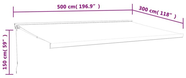 VidaXL Τέντα Πτυσσόμενη Κίτρινη / Λευκή 5 x 3 μ. Ύφασμα και Αλουμίνιο