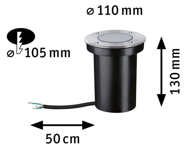 Paulmann LED φωτιστικό δαπέδου 94732, Ø 11 cm, ανοξείδωτο ατσάλι, Μεταλλικό, Μέταλλο