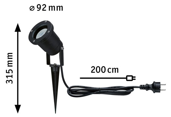 Paulmann 94731 Προβολέας ακίδας εδάφους LED, Μαύρο, Μέταλλο