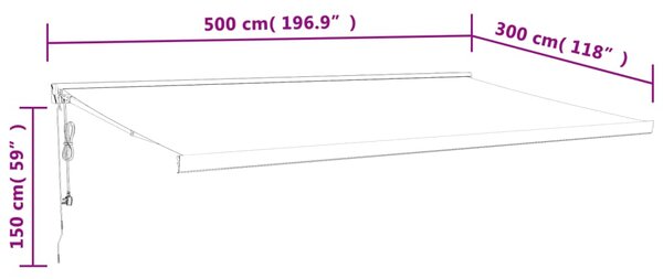 VidaXL Τέντα Πτυσσόμενη Μπλε και Λευκή 5 x 3 μ. Ύφασμα και Αλουμίνιο