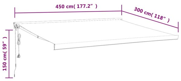 VidaXL Τέντα Πτυσσόμενη Κρεμ 4,5 x 3 μ. Ύφασμα και Αλουμίνιο