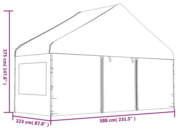 VidaXL Κιόσκι με Τέντα Λευκό 5,88 x 2,23 x 3,75 μ. από Πολυαιθυλένιο