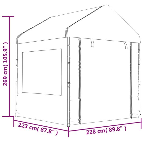 VidaXL Κιόσκι με Τέντα Λευκό 8,92 x 2,28 x 2,69 μ. από Πολυαιθυλένιο