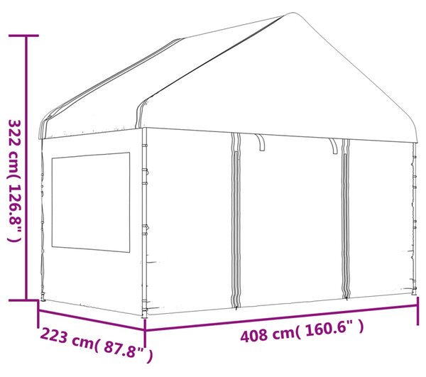 VidaXL Κιόσκι με Τέντα Λευκό 15,61 x 4,08 x 3,22 μ. από Πολυαιθυλένιο