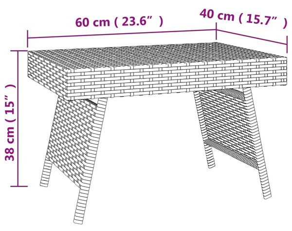 VidaXL Τραπεζάκι Βοηθητικό Πτυσσόμενο Μαύρο 60x40x38 εκ. Συνθ. Ρατάν