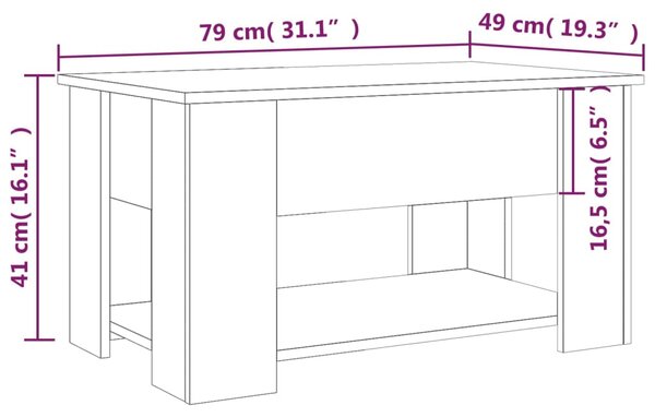 VidaXL Τραπεζάκι Σαλονιού Γκρι Sonoma 79x49x41 εκ. Επεξεργασμένο Ξύλο