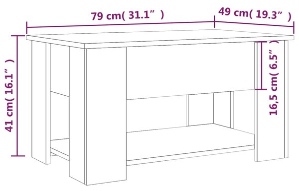 VidaXL Τραπεζάκι Σαλονιού Γυαλ. Λευκό 79x49x41 εκ. Επεξεργασμένο Ξύλο