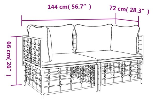 VidaXL Καναπέδες Γωνιακοί Τμηματικοί 2 τεμ. Συνθ. Ρατάν με Μαξιλάρια